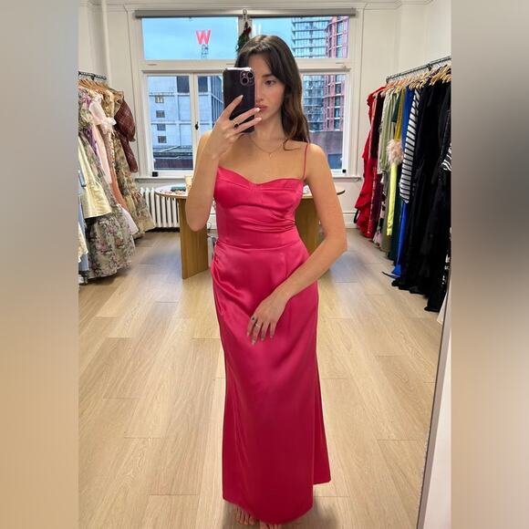 Reformation Marguerite Silk Dress Pink Flambe 12 - Picture 4 of 13